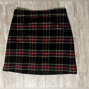 J Crew Women's Plaid Wool Blend A-line Mini Skirt Lined Classic Office Black